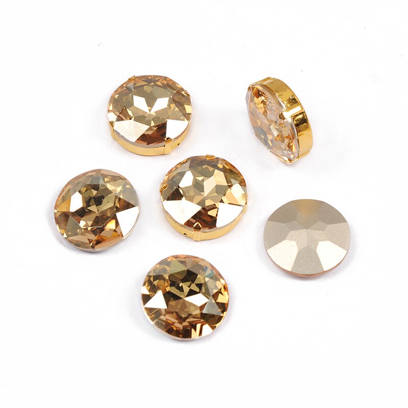 Diamantes de imitación de cristal dorados para coser en ropa, joyería, diamantes de imitación