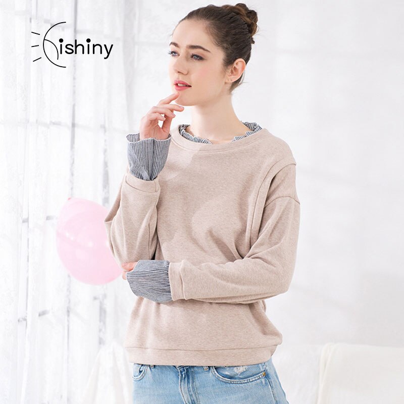 Autumn Casual Layere Maternity Clothing O neck fleeced long sleeve Breastfeeding clothing for Pregnant Women tops