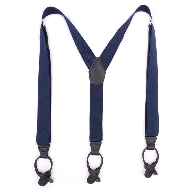 Adult Button Suspenders Black Leather Suspenders Y-back Shape Man Ligas Tirantes Stretch Hangeband 3.5*120cm 8 colors NBD9119