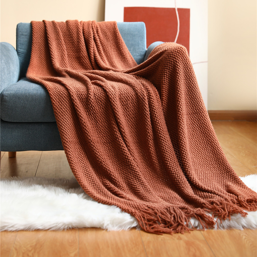 Tekstilby hjem dekorativt tykt strikket teppe mais korn vaffel preget vinter varmt dusker kaste sengeteppe 130 x 240cm: Dronning / Grønn