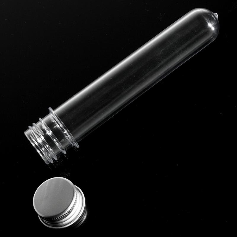 25pcs 40ml Plastic Transparent Test Tubes With Aluminum Cap Bottles 14cm School Supplies Lab Equipments 140x25mm