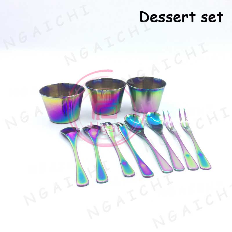 Saus Gerechten Cup Steak Saus Mini Boot Dessert Servies Set Frieten Tomatensaus Cups Set Rainbow Rvs: Dessert set