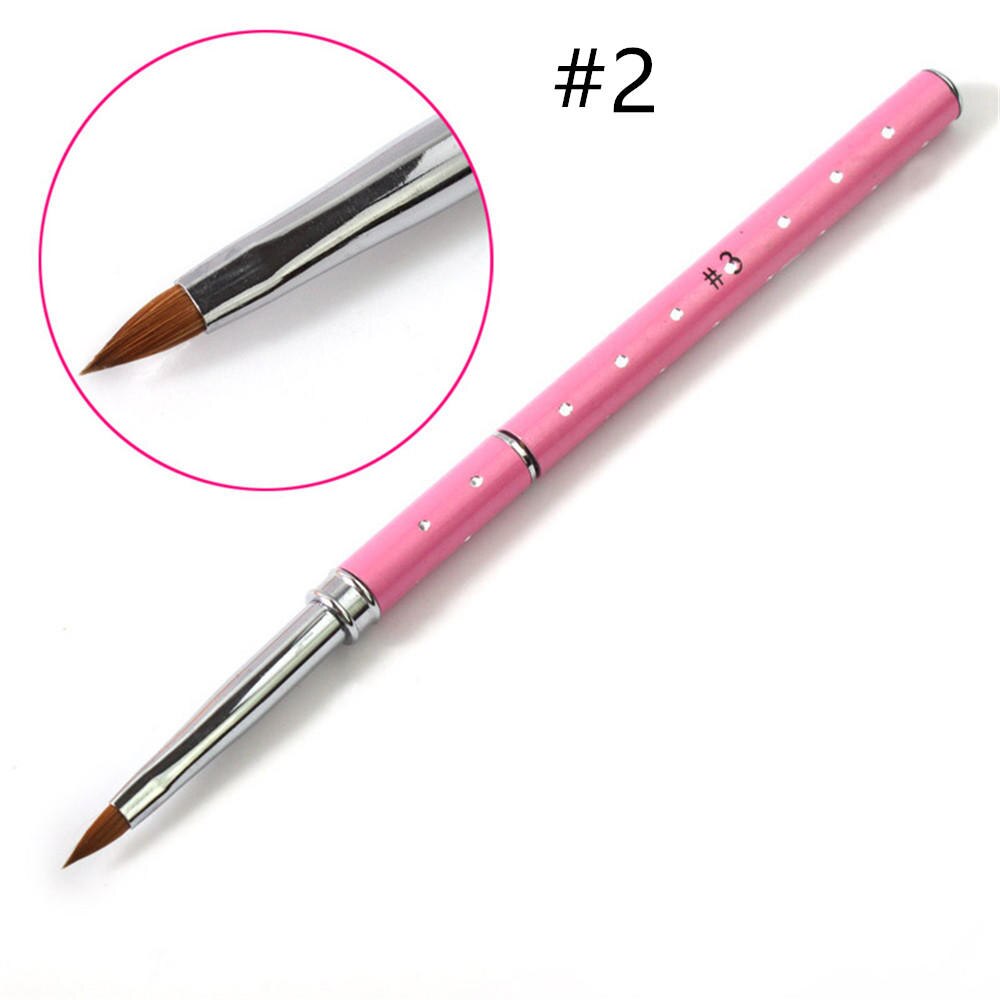 Pink Portable Lightweigt Slim Nail Art Acrylic Brush Metal Handle with Diamond Kolinsky Magic Hair Pencil for DIY Nail Art: 2