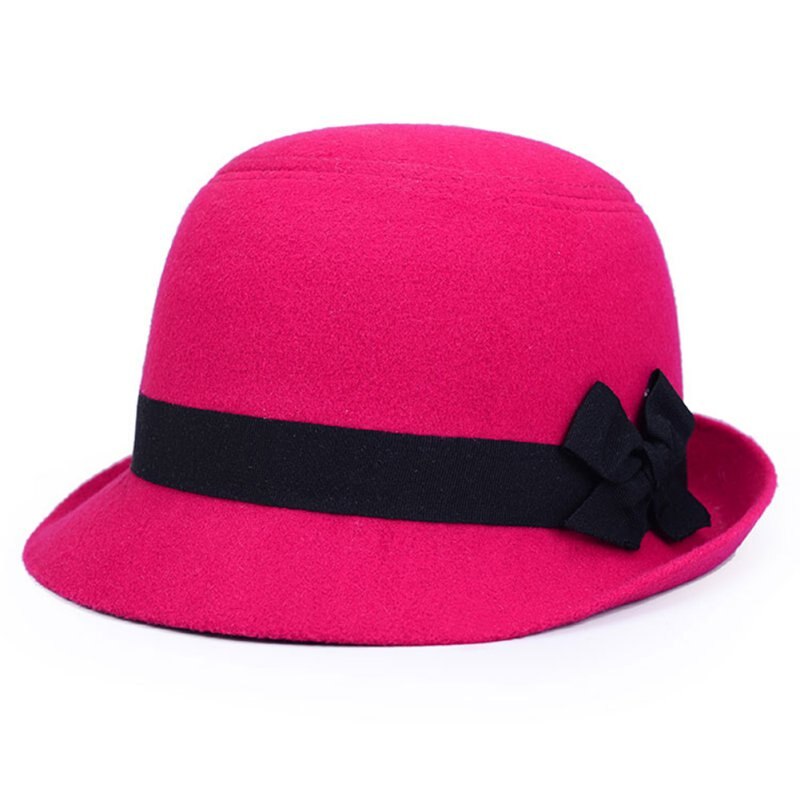 Women Girl Retro Bowknot Beach Felt Wool Fedora Hats Bowler Derby Baseball Caps ZM14s