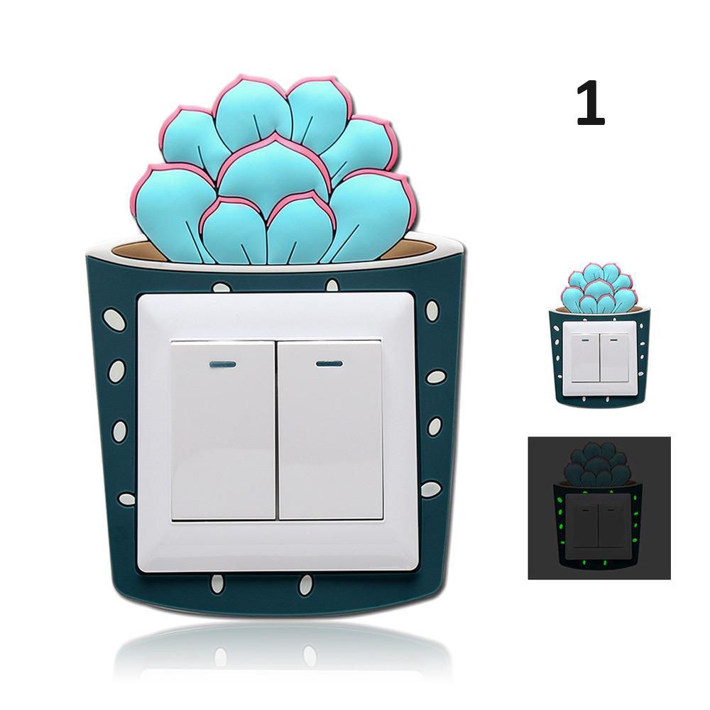 Cartoon 3D stickers Cactus Fluorescent Wall Stickers On-off Switch Stickers Kids Luminous Light Switch Home Decorations: 1