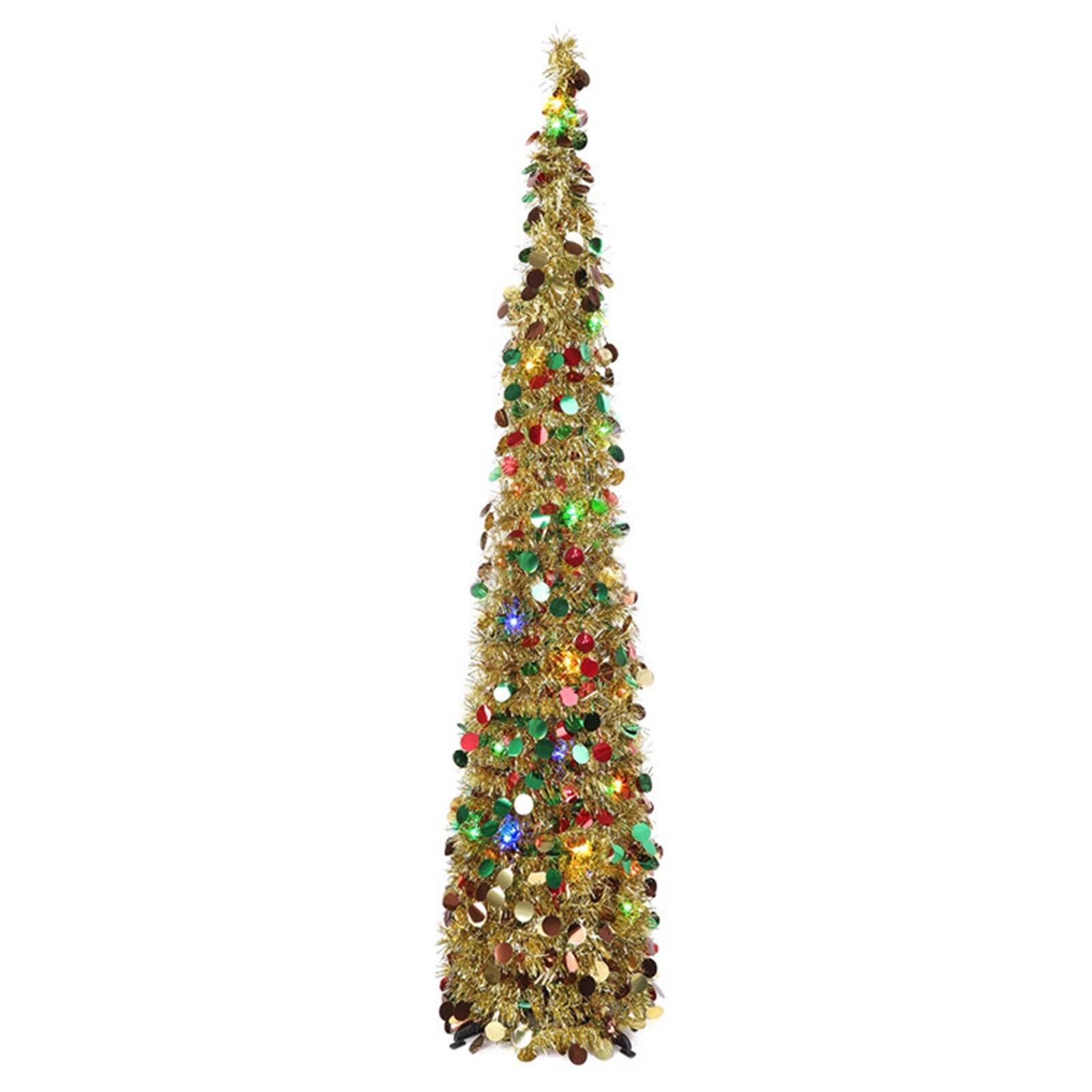 Grand arbre mince de noël pliable en PVC, fournitures de festival pour appartement, bureau, boutique, décoration de , de noël: Golden-