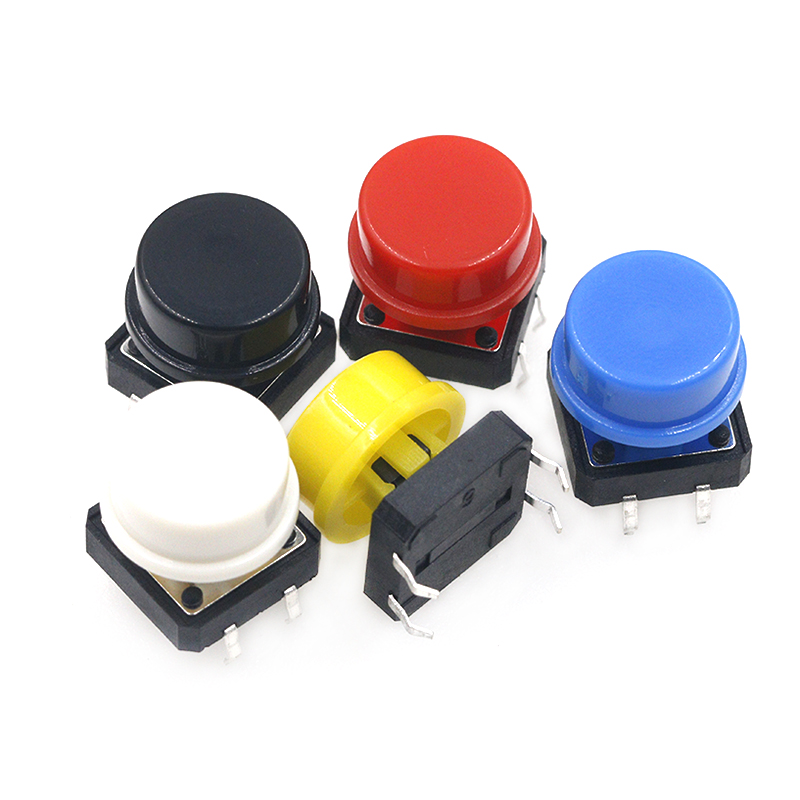 Interruptor de botón táctil para Arduino, pulsador momentáneo de 12x12x7,3 MM, con tapa táctil, 25 unidades (5 colores), 25 unidades