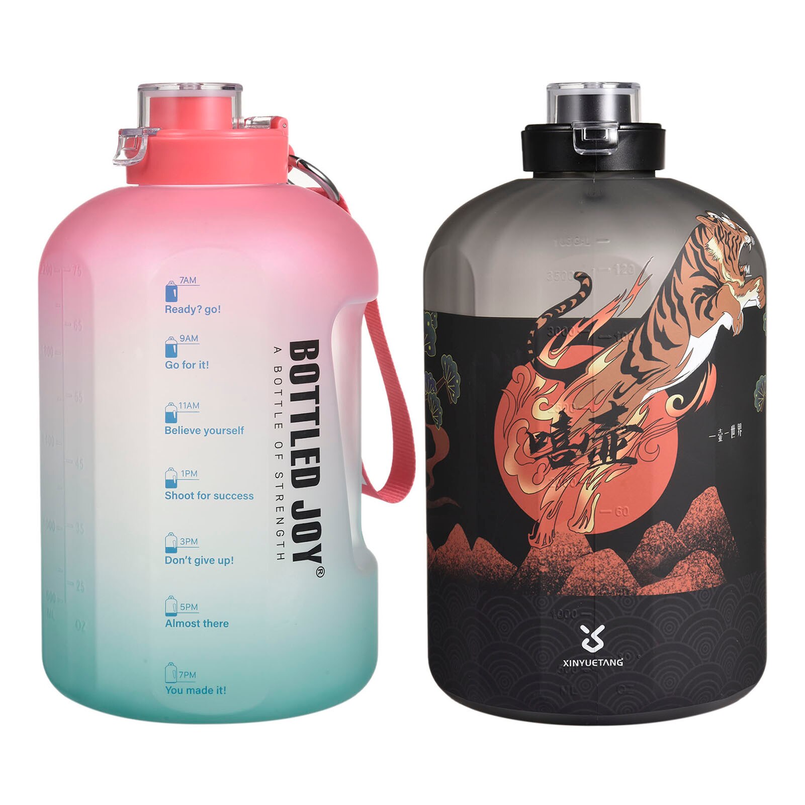 Grote Capaciteit Water Fles 1 Gallon 3.78L 2.5L Outdoor Water Kruik Met Tijd Marker Plastic Blad-Proof Fitness sport Flessen