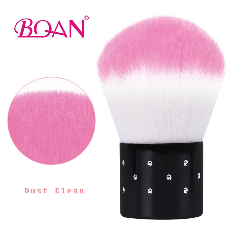 Bqan nagelverktyg borste för akryl & uv gel nail art dust clean borste manikyr pedikyr verktyg rosa gul lila röd kabuki borste