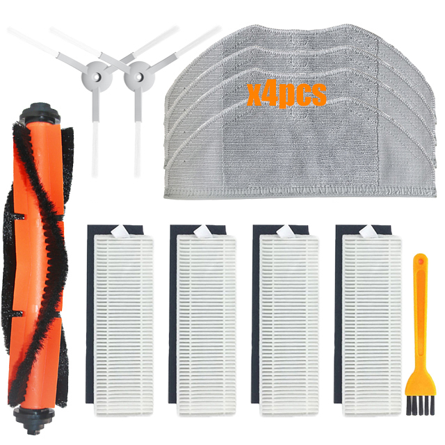 Principal escova lateral hepa filtro mop pano peças de reposição para xiaomi mijia g1 mjstg1 mi robô vácuo-mop acessórios essenciais: Transparente