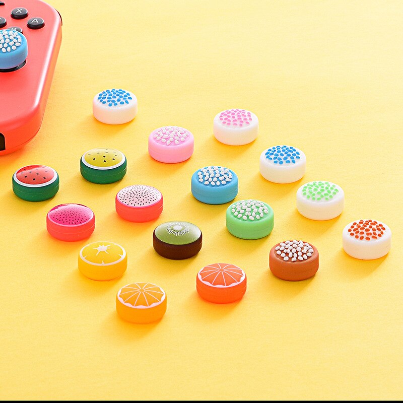 Fruit thumb grip cap interruptor balancim tampa 3d silicone antiderrapante joystick capa alça joycon caso escudo para nintendo switch e lite