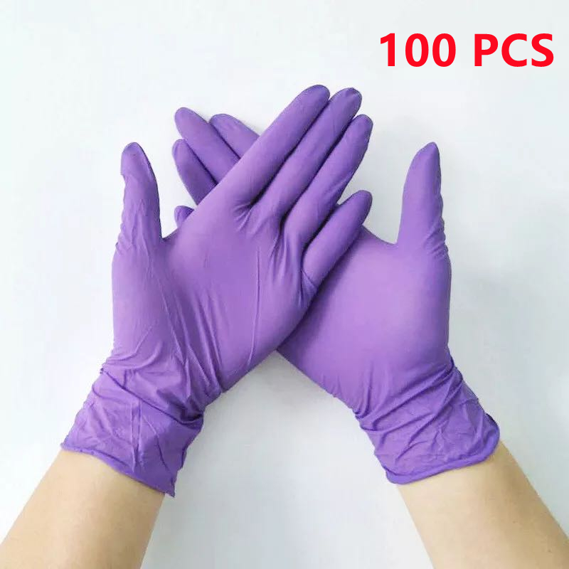 50/100 pezzi guanti monouso in nitrile guanti viola impermeabili senza polvere guanti da lavoro antiscivolo per cucina/lavaggio/pulizia: L / Blu