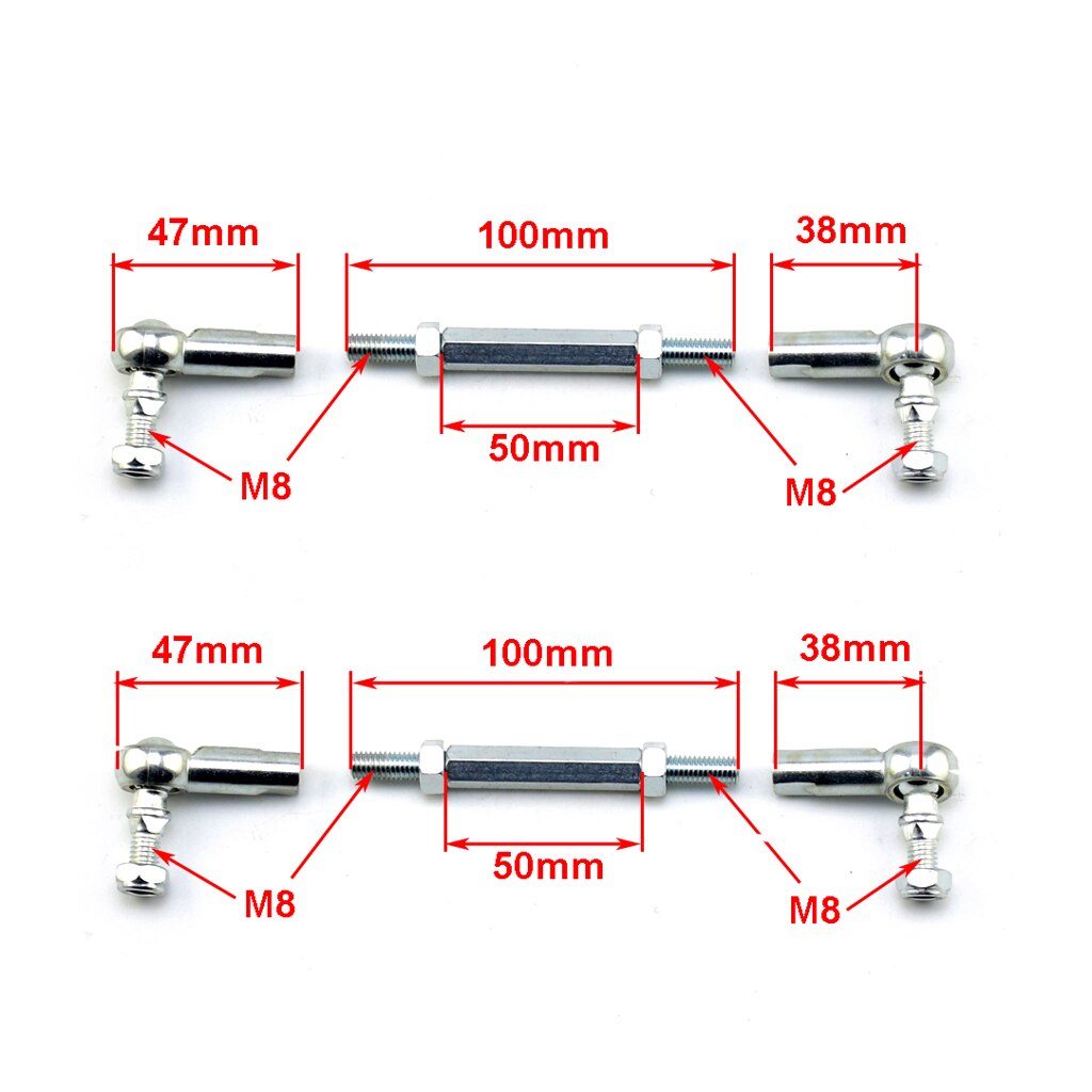 2 pce 100MM-240MM M8 Steering Tie Rod kit Ball Joint For 2 Stroke Electric Mini Kids ATV Go Kart Buggy Scooter Parts: Pole length 100MM
