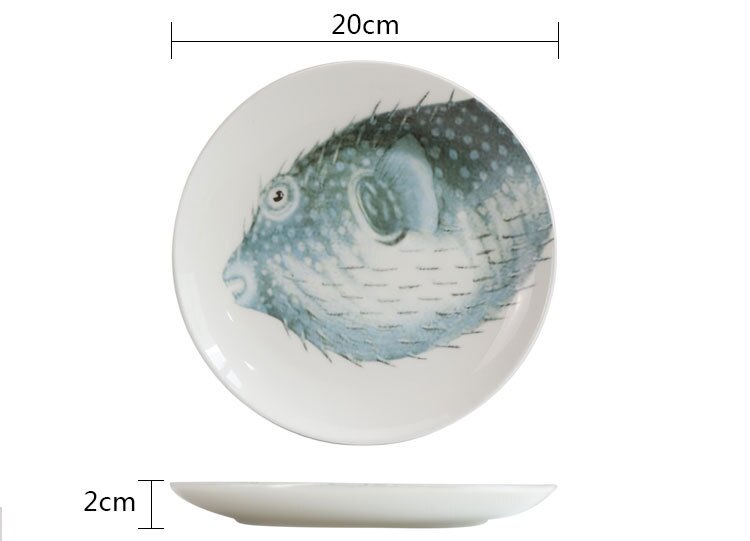 European and American Kitchen Supplies Home Kitchen Tableware Ocean Series Ceramic Dinner Plate