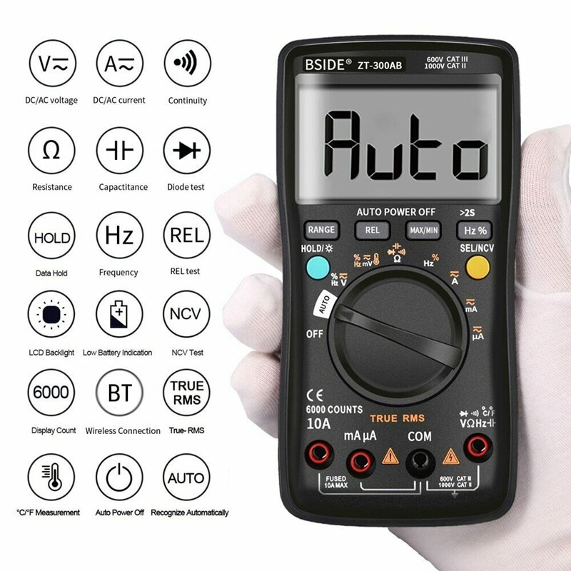 Bside ZT-300AB Digitale Multimeter Draadloze Technologie Ampèremeter True Rms Auto Belde Ligent Analoge Voltmeter Condensator Tester