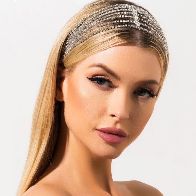 Europäische und Amerikanische exquisite luxus glänzende Strass Kristall elastische haar band haar kette süße braut schmuck kopf