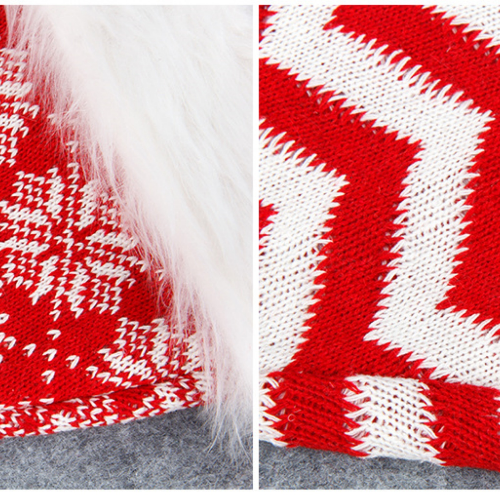 1pc juleluer med strikket pelskant og sikksakk- og snøfnuggmønster, julepynt til menn og kvinner