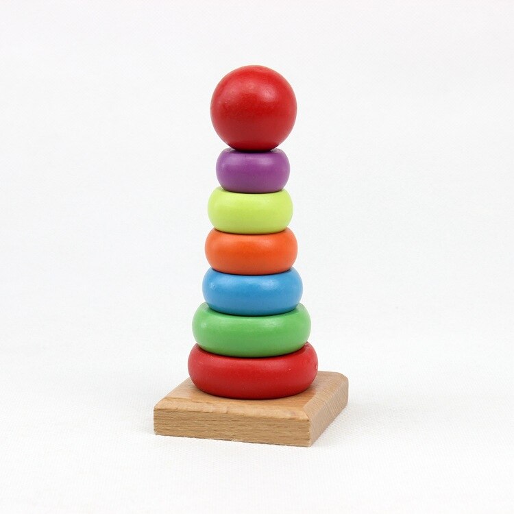 Baby Rainbow Ring Tower Jenga 2 años de edad Lap Coil capas lanzar el círculo niños juguete educativo de primera infancia 1-3 años