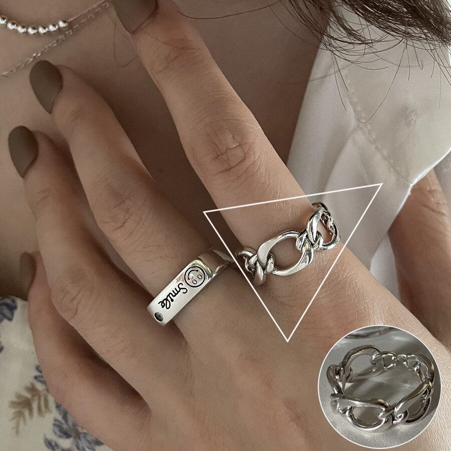 Minimalistyczny pierścionek ze srebra próby 925 dla kobiet moda kreatywny nieregularne geometryczne Aestethic otwarte pierścienie Birthday Party biżuteria prezent: 360