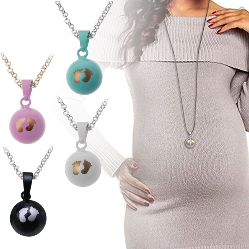 1 Pc Baby Voetafdrukken Brilliant Zwangerschap Chime Bola Hanger Harmonie Bal Ketting 32 &quot;Lange Ketting Voor Moeder Baby Sieraden