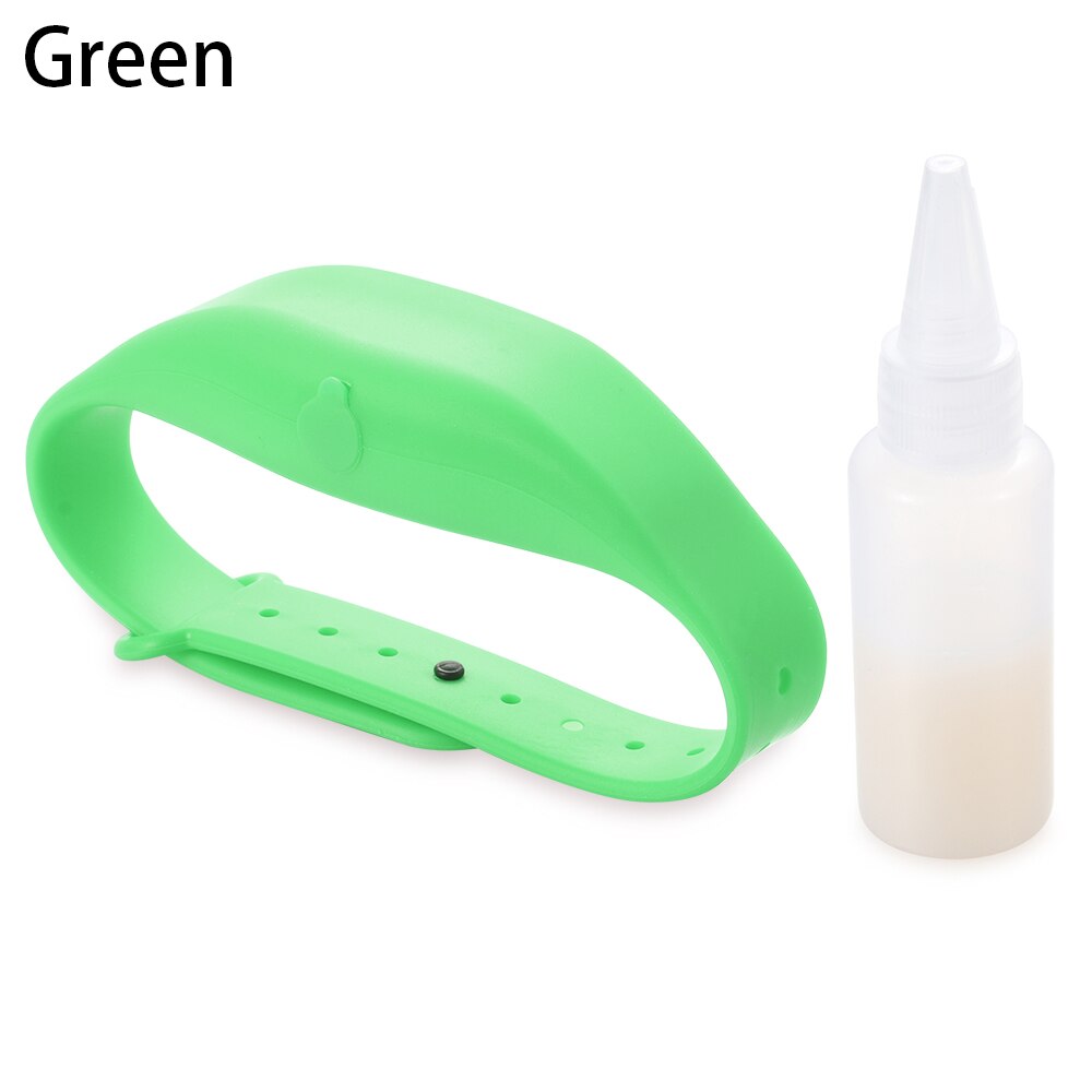 Outdoor Portable Hand Sanitizer Dispensing Wristband Hand Wash Dispenser Refillable With Squeeze Bottle Silicone Soap Bracelet: green