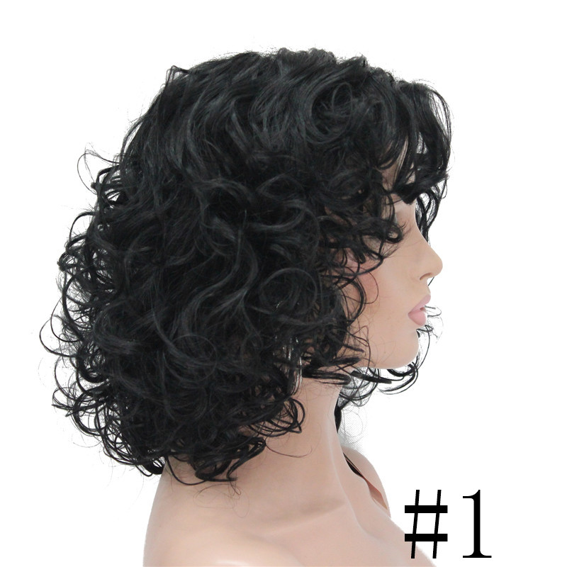 StrongBeauty-Peluca de cabello Natural para mujer, Pelo Rizado medio, negro/marrón oscuro, sintético, completo: # 1