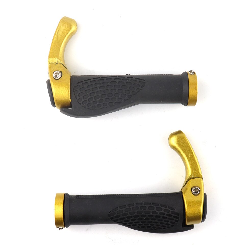 Cykel cykel greb mountainbike håndtag gummi greb af bilateral låsbar anti-skrid ergonomisk styr 5 farver: Guld