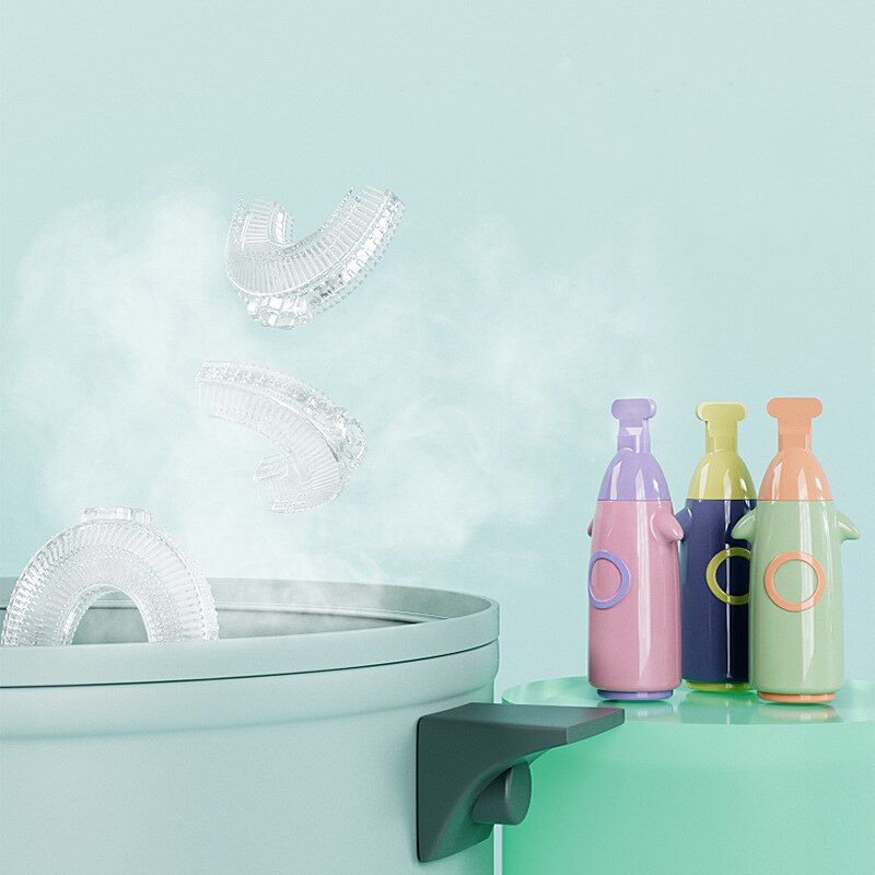 360 ° cura dei denti per la pulizia dei denti spazzola a forma di U spazzolino da denti per bambini cartone animato a forma di razzo spazzolino da denti per bambini