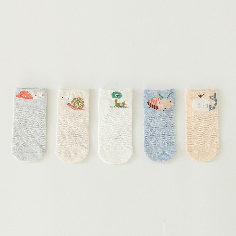 5Paare/viel Kinder&#39;s Socken Herbst Baumwolle Socken Mädchen 0-3Y Baby Karikatur Gittergewebe Socken Kinder Junge atmungsaktiv Socken umhauen Socke: 1 / 1-3Jahre