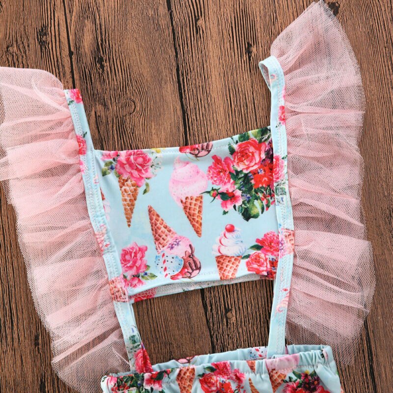 Toddler Baby Girls Bikinis Cute Kids Lace Ice Cream Swimwear Bathing Suit Bikini Beachwear Swimsuit Swimming Clothes