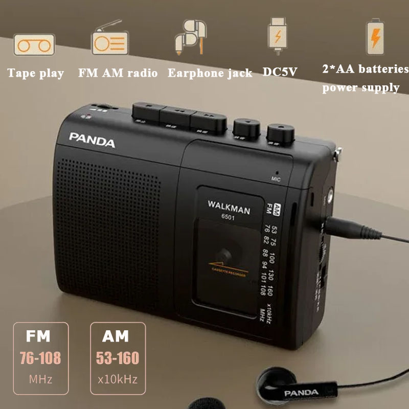 Mini bærbar am/fm-radio retro kassettspiller walkman båndopptaker med kraftig høyttaler som støtter hodetelefonavspilling
