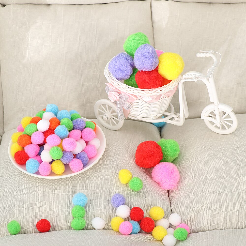 100Pcs 10/15/20/25/30/40mm Nette Mini Fluffy Weichen Pom Poms pompons Ball Kinder Spielzeug DIY kinder Handgemachte Kreative DIY Spielzeug