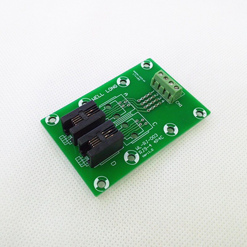 RJ9 4P4C Right Angle Jack 2-Way Buss Breakout Board, Terminal Block, Connector.