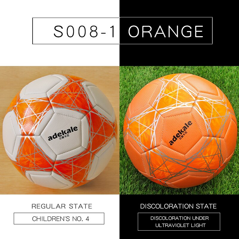 Ultraviolet Light Discoloration Football Standard Game Training Light Change Soccer Adult No. 5 Child kids No. 4: S008 Orange (size 4)