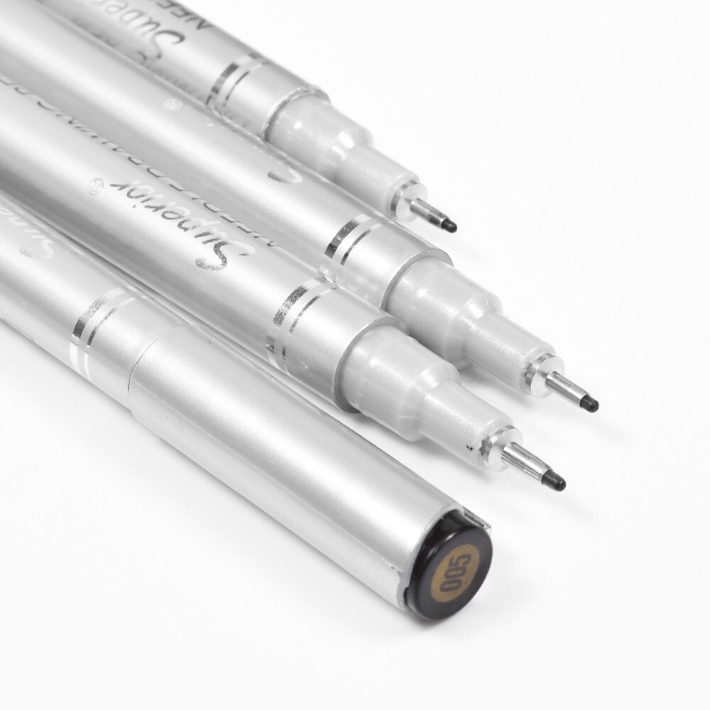 10pcs Needle Drawing Pen Waterproof Sketch Pigment Fine Liner Pen Set Marker Hook Pens For Signature Artist + Brush