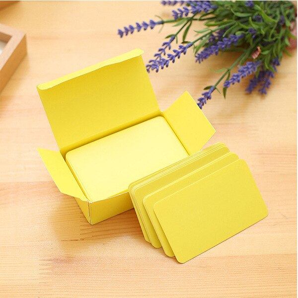 Blank DIY Small Paper Card Colorful Word Card Note Message Card Business Card Bookmarks Learning Cards: Yellow