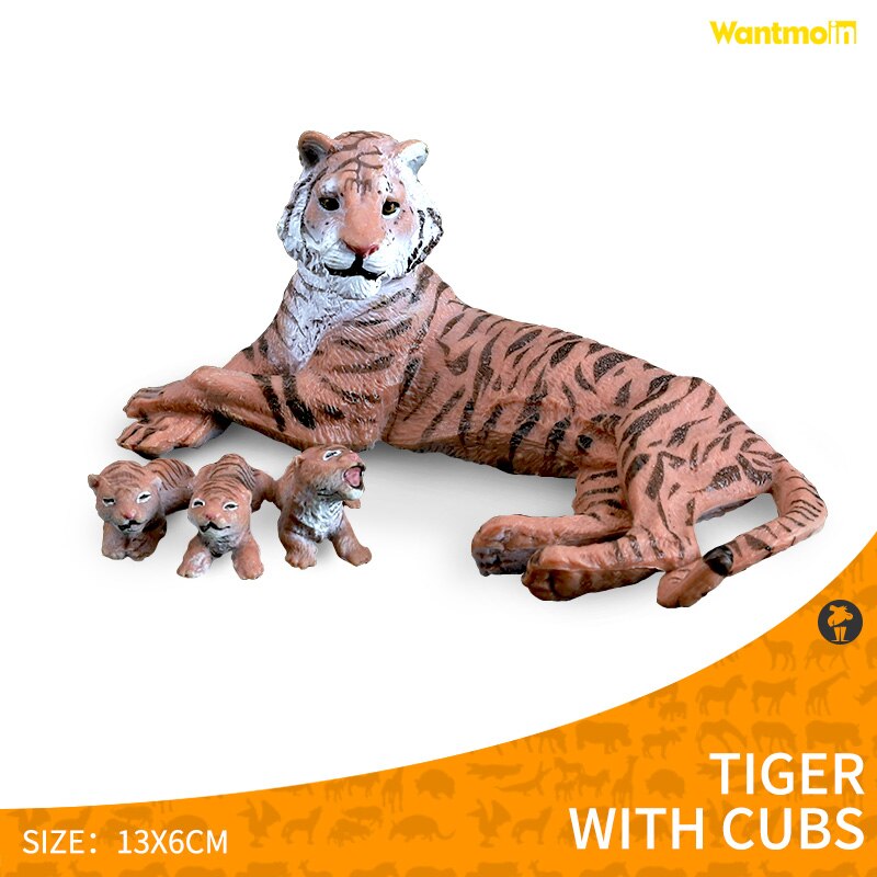 Safari Animals Figures Toys, Realistic Jumbo Wild Zoo Animals Figurines Large- Plastic Playset with Elephant, Giraffe, Lion, etc: Tiger with cubs