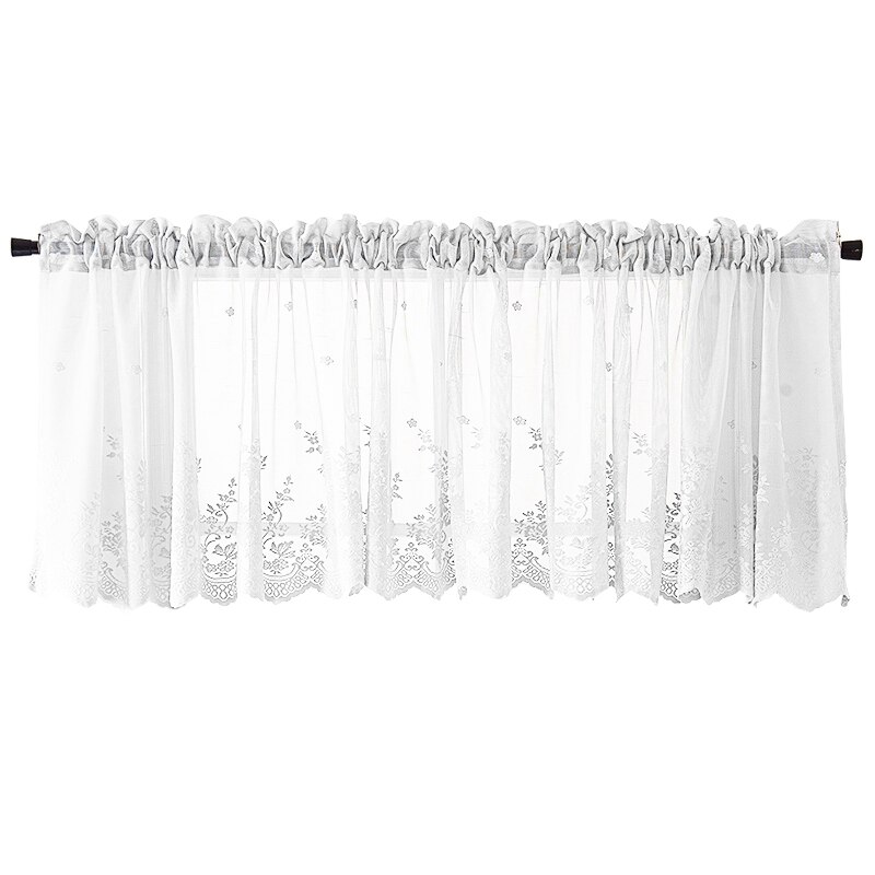 Bay Window Curtains Lace Short Curtain for Bedroom Kitchen Cabinet Dust Cover Tulle Decorative Valance Home Decor Drapes: White  Valance / 74x61cm