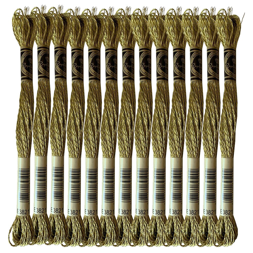 Metal Effects Metallic Silver Floss Embroidery Thread Titanium Copper Gold E168/E301/E317/E3821/E677/E3852, 8.7 Yards: Light Gold x12