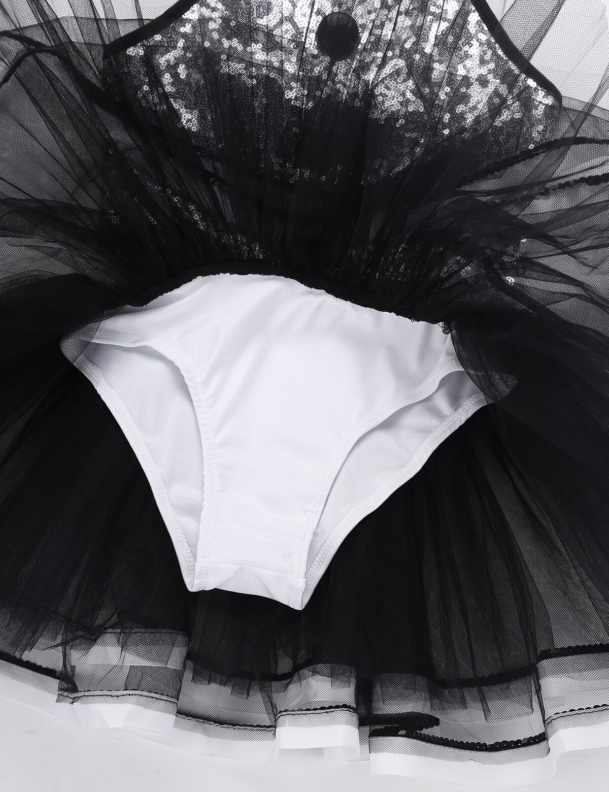 Kids Girls Ballroom Dance Costume Dancewear Shiny Sequins Mesh Decorative Button Ballerina Dance Gymnastics Leotard Tutu Dress