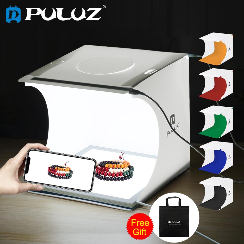 Puluz Mini 22.5 Led Fotografie Schaduwloze Bodem Licht Lamp Panel Pad + 2LED Panelen 20Cm Lightbox Photo Studio Schieten tent Box