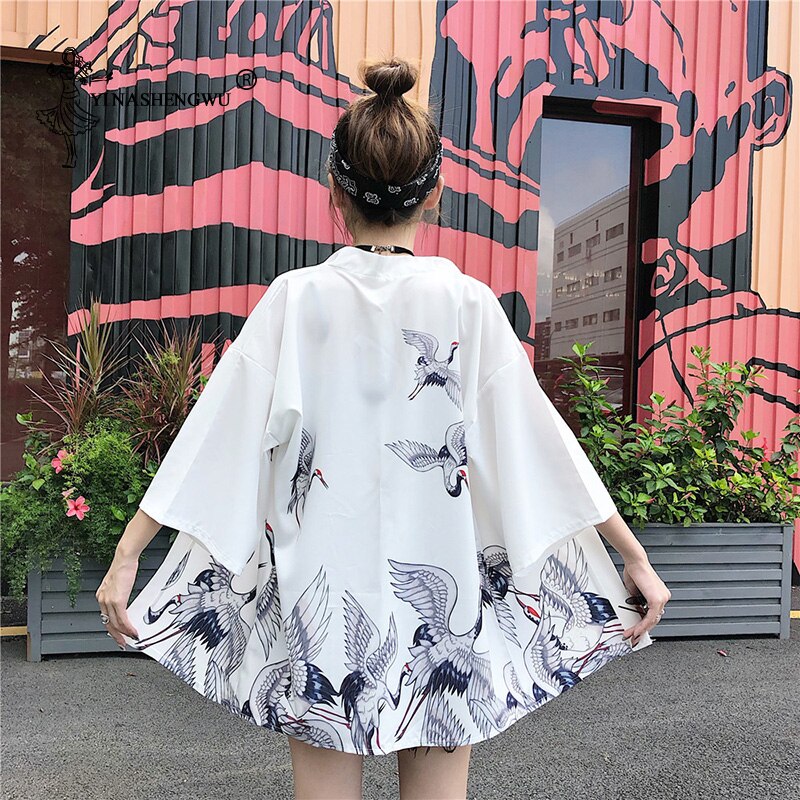 Kimono Yukata Women Harakuju Vintage Cartoon Print Kimono Cardigan Sunscreen Outerwear Travel Thin Asia Cosplay Costume: Default Title