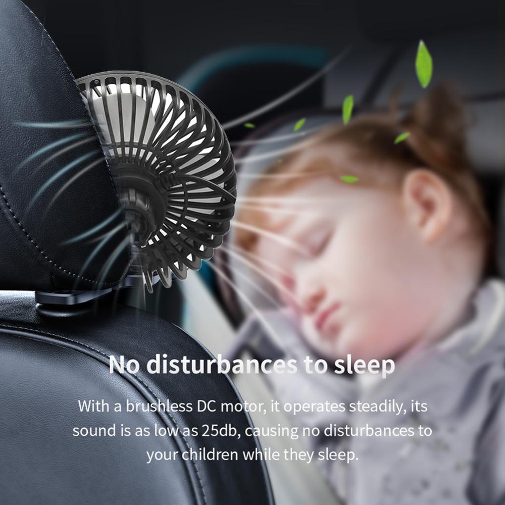 2 Style USB Car Fan Suction Cup Car Seat Back Single Head Car Fan 12V24V Universal Large Wind Three Speed Control USB Car Fan L1