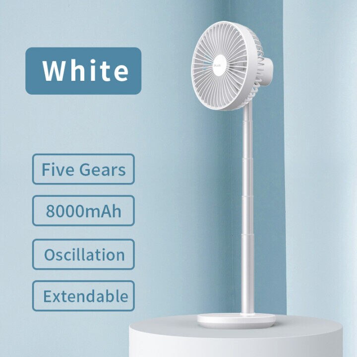 Jisulife Bureau Ventilator Ventilador Portatil Telescopische Vouwen Ventilator Voor Thuis Office 8000Mah Usb Stille Oplaadbare Vloer Fan: Folding Fan white