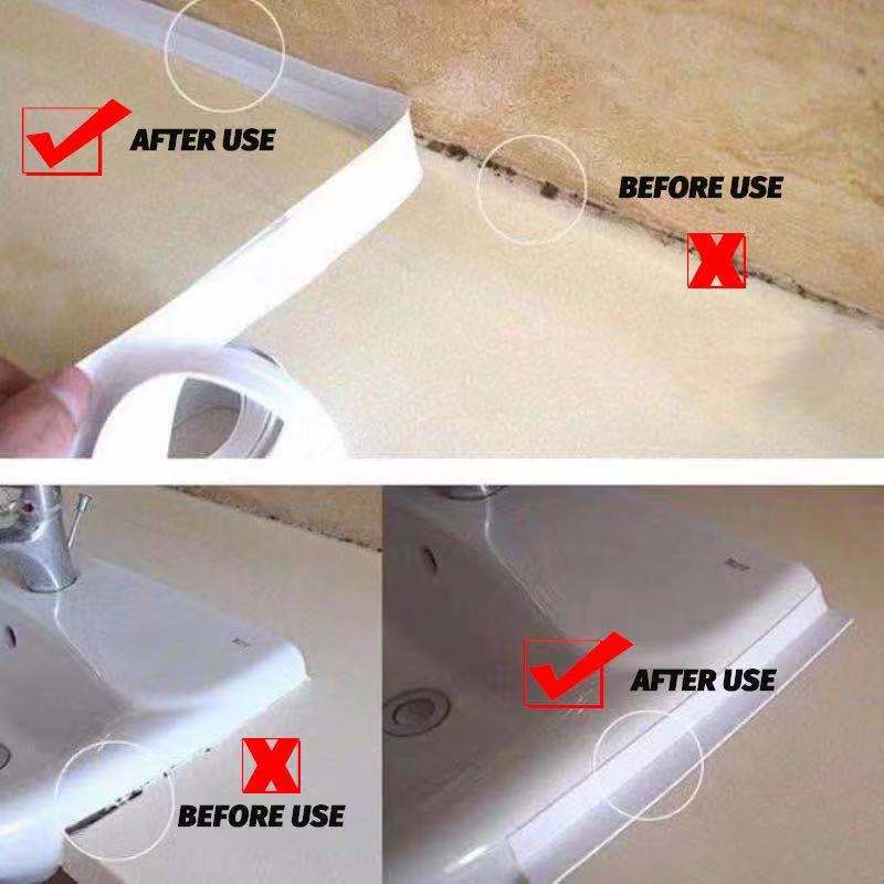 kitchen Sink Waterproof Tape Bath Sealing Strip Tape White PVC Self adhesive Waterproof Wall Sticker Tape Bathroom Kitchen Tapes