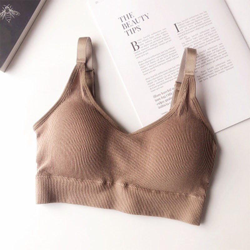 Comfortable Underwear Girls Without Steel Rings Girls Small Chest Sleep Gathering Bra Thin Sports lingerie: Khaki