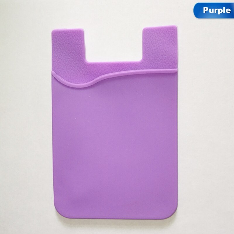 Women Men Cell Phone Card Holder sticker Bus Card Business Credit ID Card Holder Slim Case Pocket Adhesive: purple