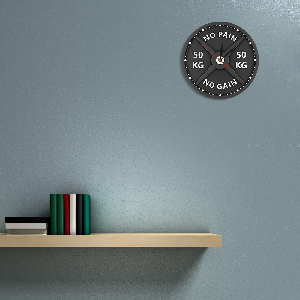 Reloj de pared de gimnasio para musculación, mancuernas 3D de moderno, sin dolor, sin ganancia, 50kg,