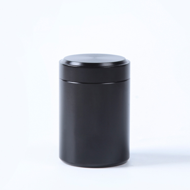 1 contenedor hermético a prueba de olores, contenedor de aluminio Para hierbas, té, lata sellada de Metal, tarros, contenedores de té: Black