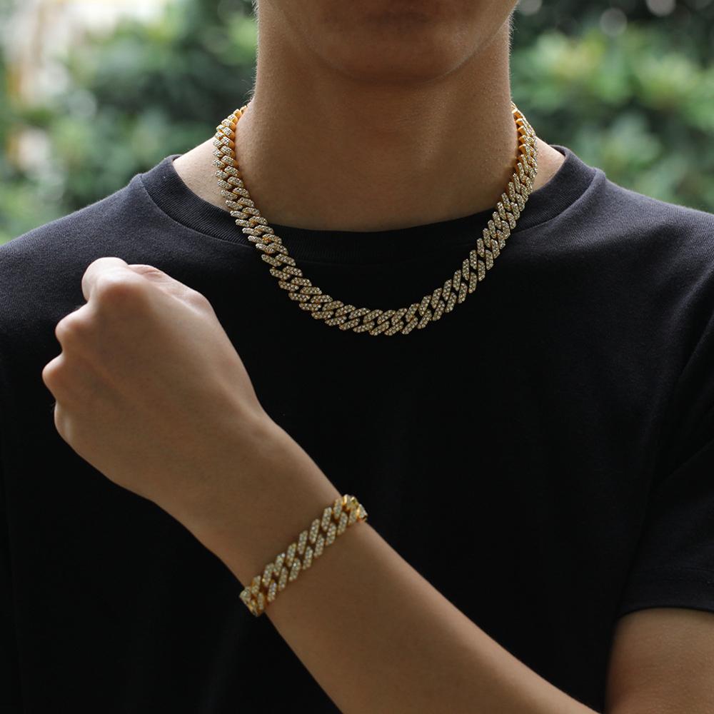 12mm chunky halskæde mænd miami guldkæde til mænd hip hop choker smykker 7-27in cadena cubana zirkon cubanske kædekæde